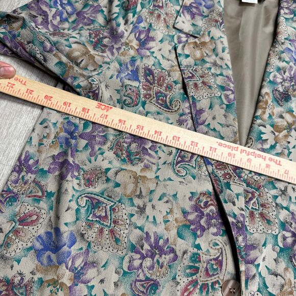 Vintage Women's 80s 90s Blazer Foral 1 Button Toni Garment CC Magic Size Medium - Picture 6 of 9